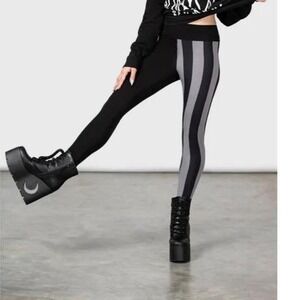 Killstar X Wednesday addams black ang gray leggings